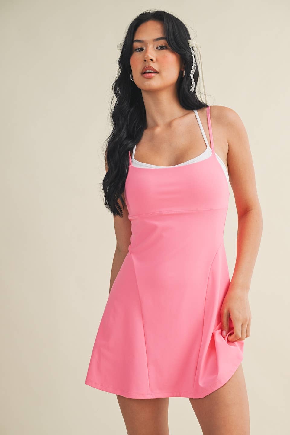 double layered dress by Kimberly C S / Hot Pink Style:Wind and Moon Jinshu Petite Mother of the 100% Recycled Polyester short junior prom dress