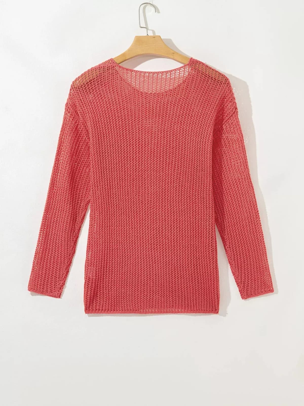 Crochet Hollow Out Long Sleeve Knit Top