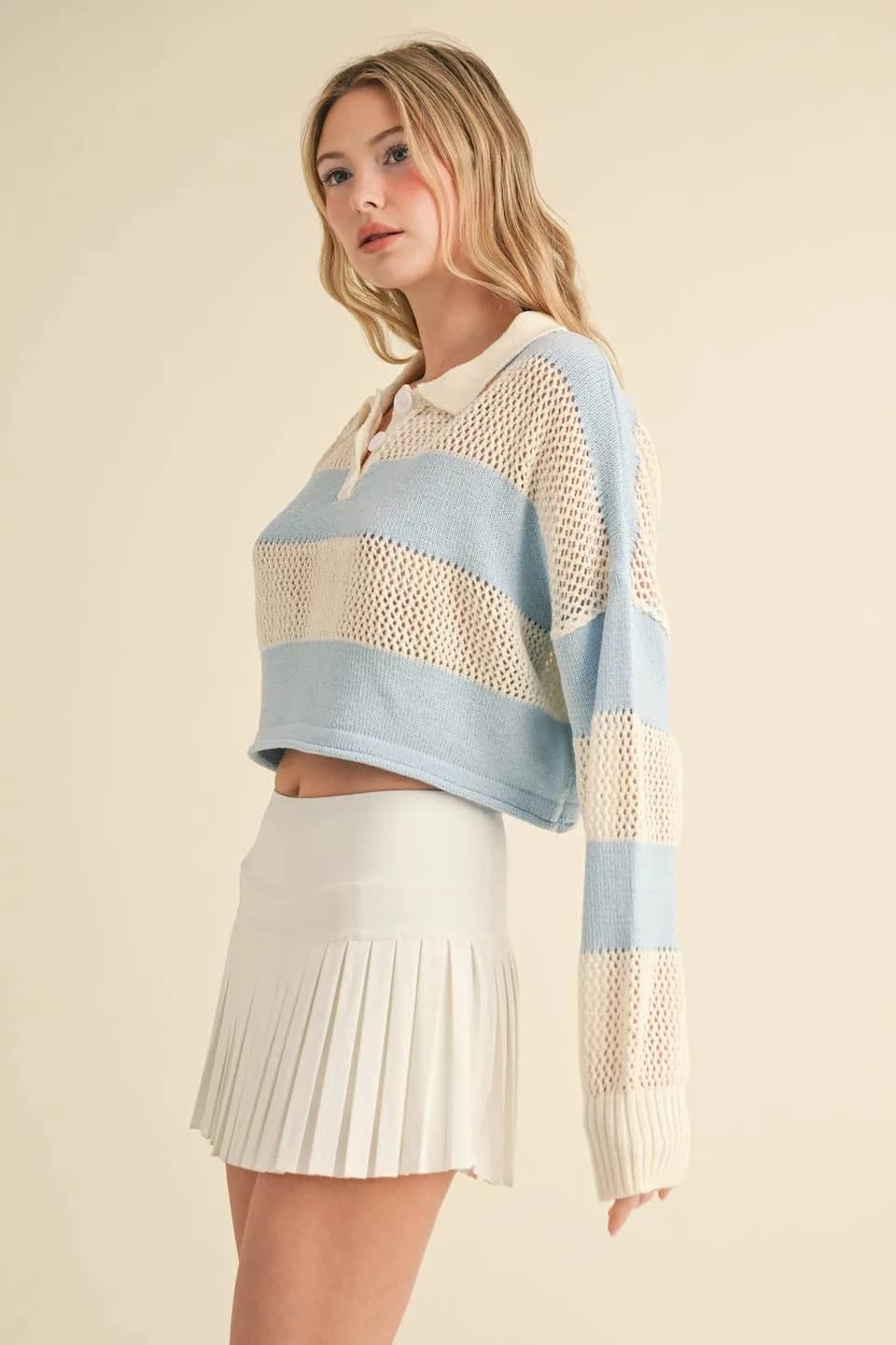 Striped Knit Rugby Sweater by Kimberly C Multiple Colors