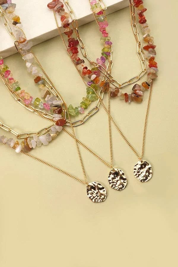 Precious Natural Stone Layer Necklace