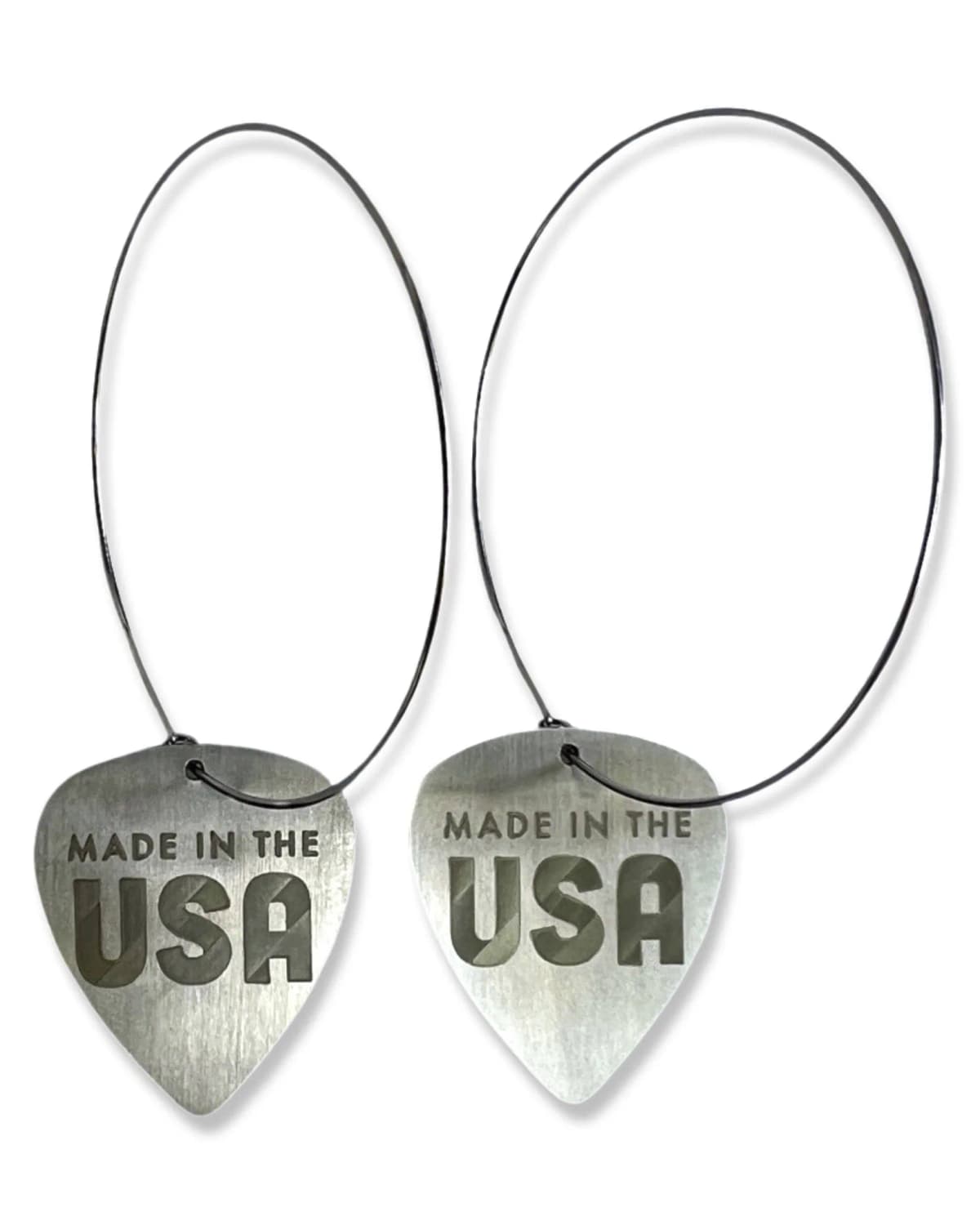Made in the USA Steel Single Guitar Pick Hoop Earrings 50mm