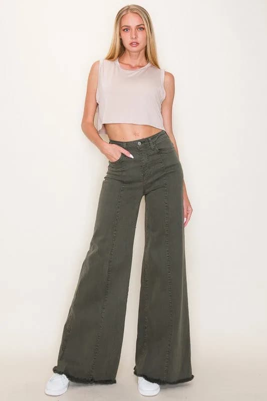 Western Wide Leg Denim Jeans by O2 Denim Multiple Colors