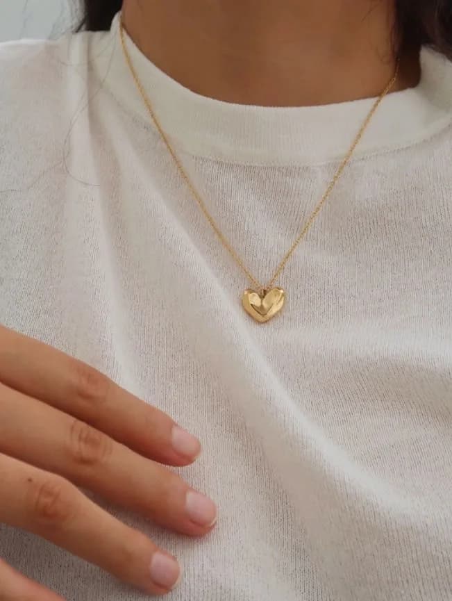18k Gold Lava Heart Necklace Charm Pendant Necklace