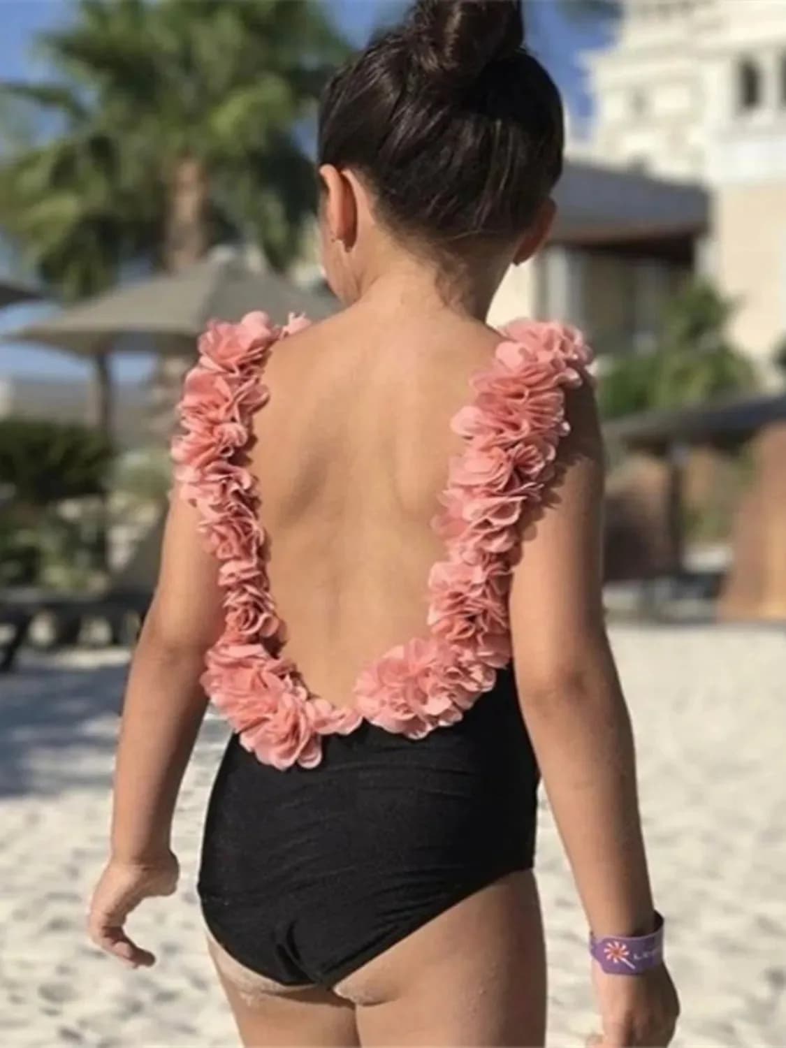 Backless Petal Strap Mother and Daughter Swimsuit Matching Set