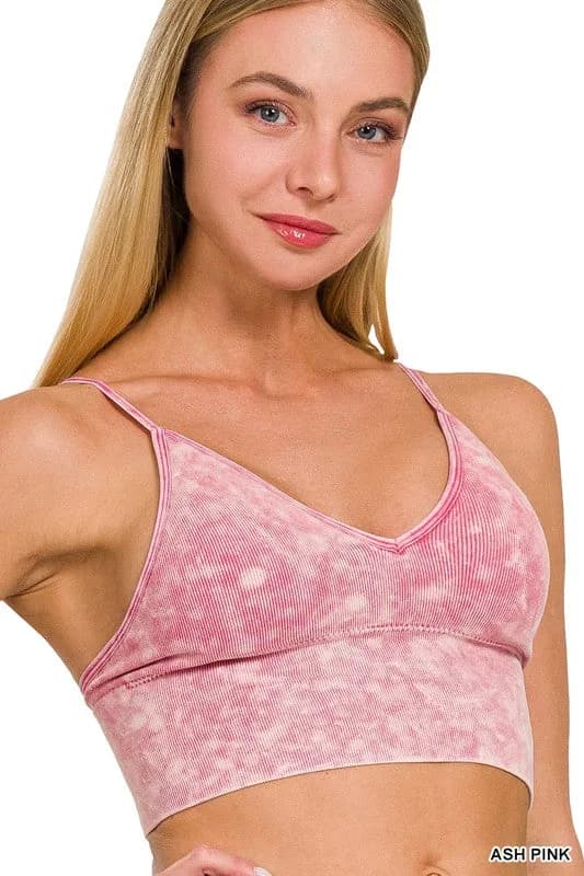 Washed Ribbed Seamless Bra Padded Tank Top Zenana Muliple Colors