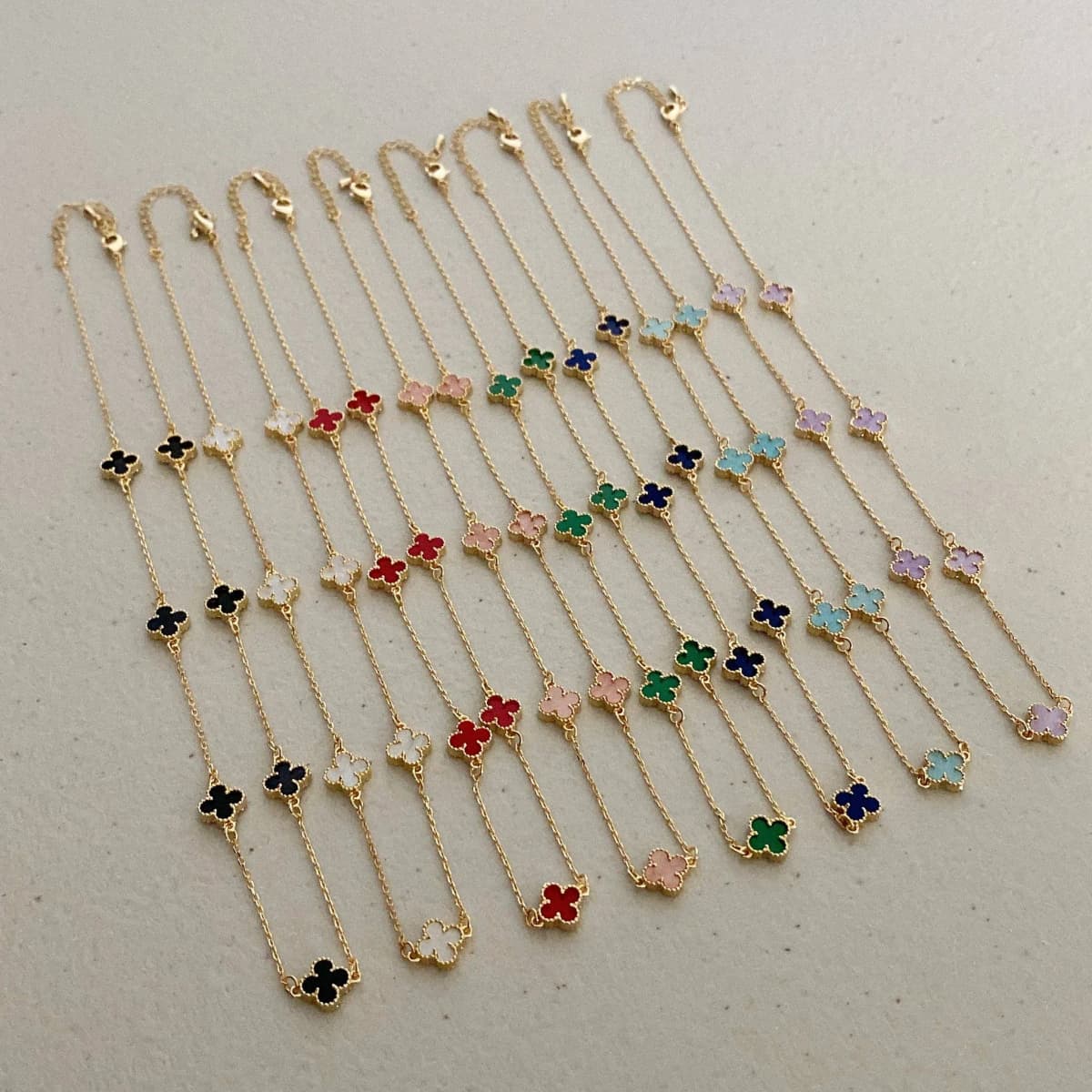 Gold Clover Necklace with Mini Clover