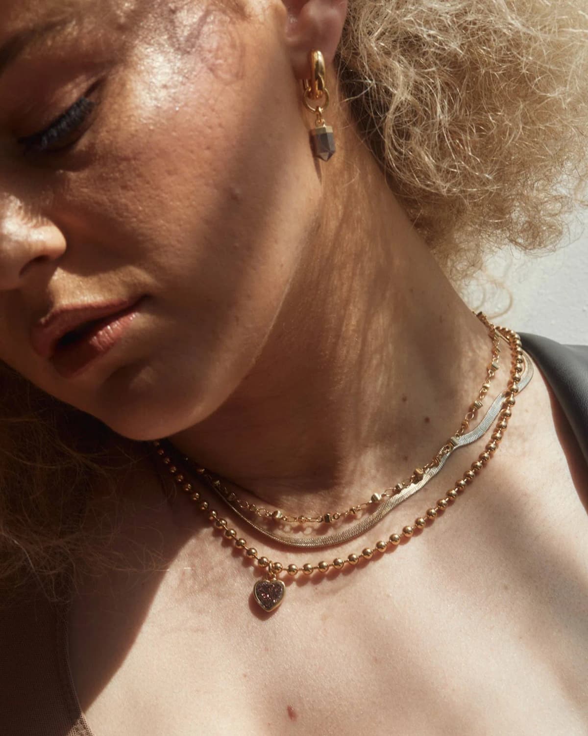 Luna Norte Heart's Accelerated Ball Chain Necklace Gold