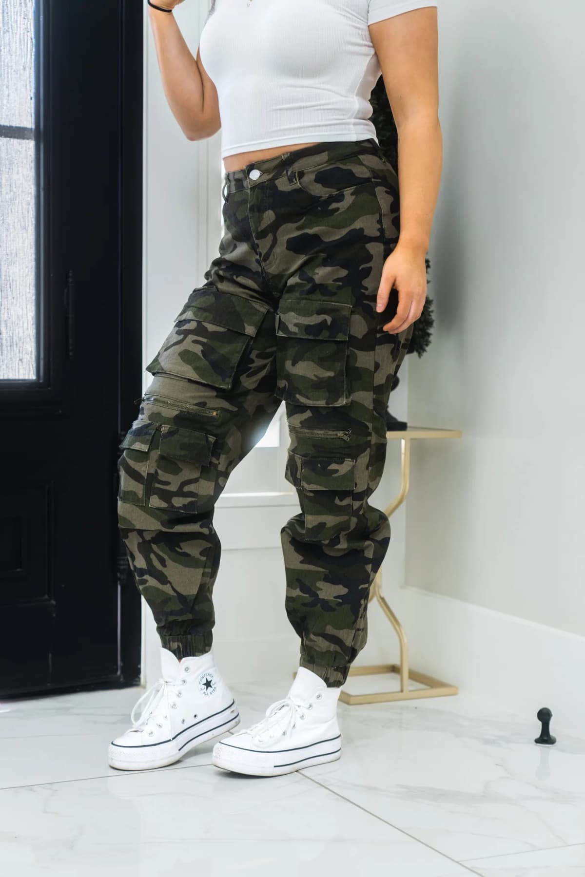 High Waist Utility Cargo Joggers American Bazi