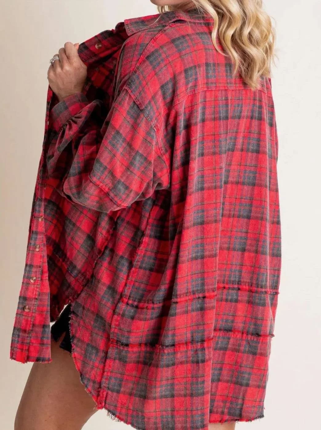Plaid Shirt Oversized Long Shacket