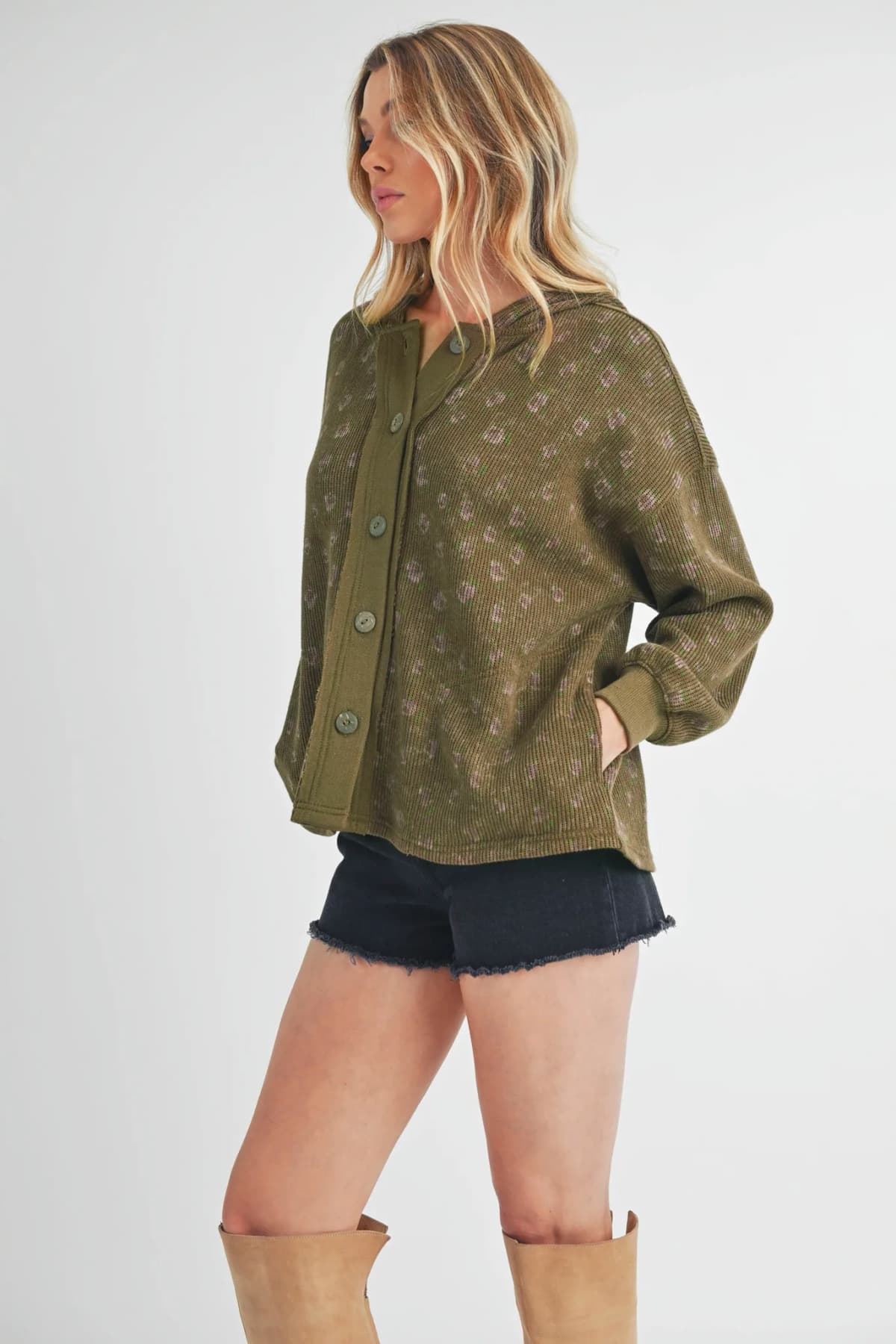 Floral Button Up Hooded Jacket