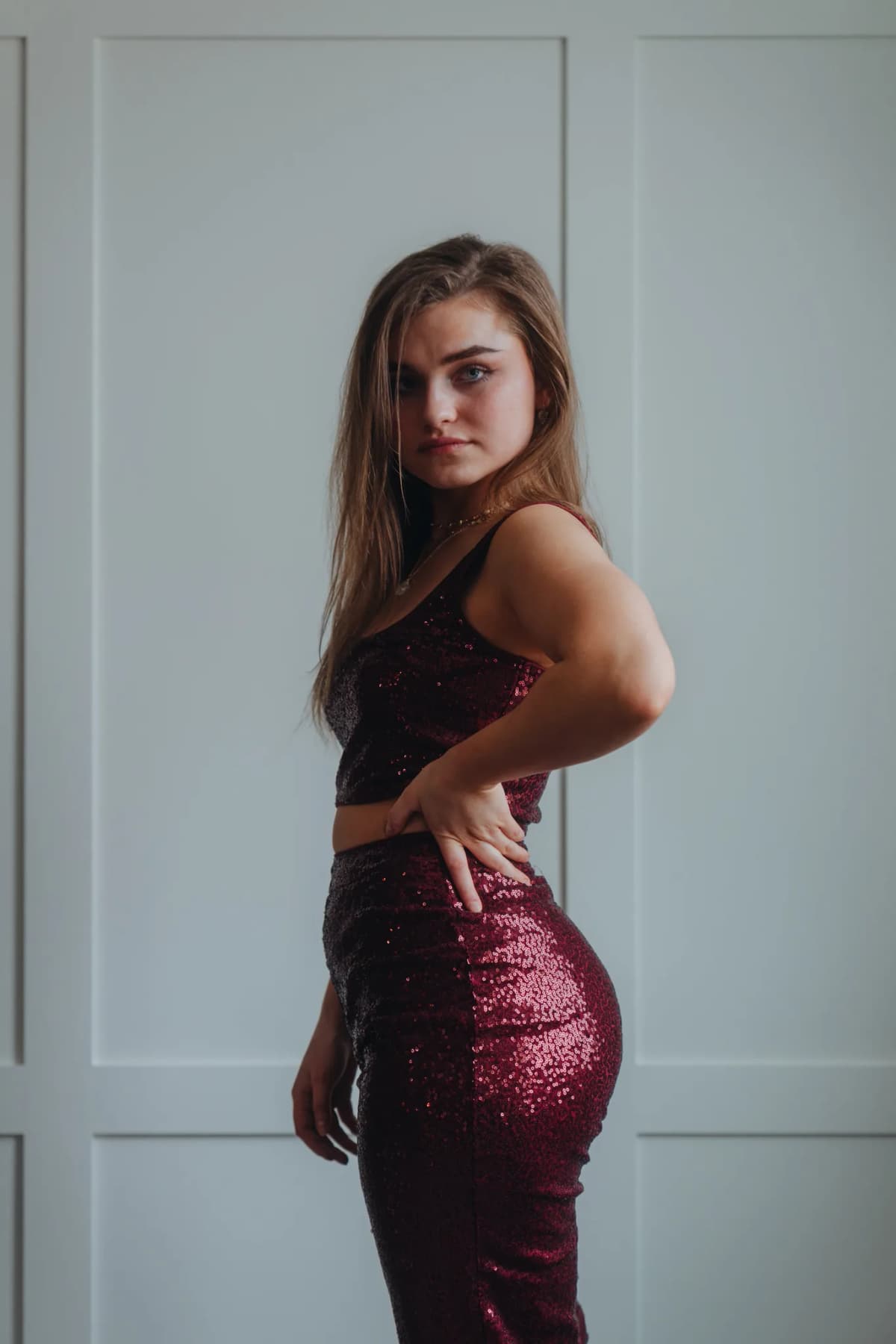 Sequin Cropped Top and Pants Set by Blue Blush