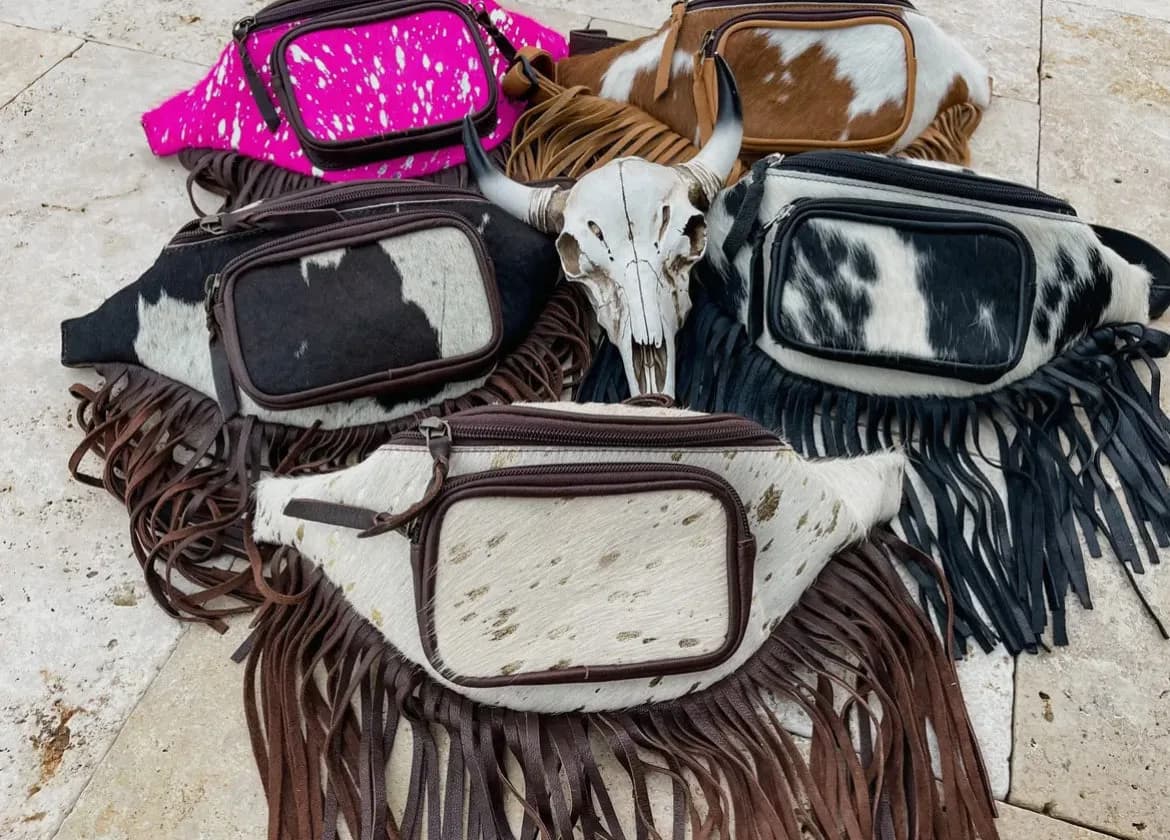 Western Hairon Cowhide Fanny Pack Bum Sling Bag by Boho Ranch