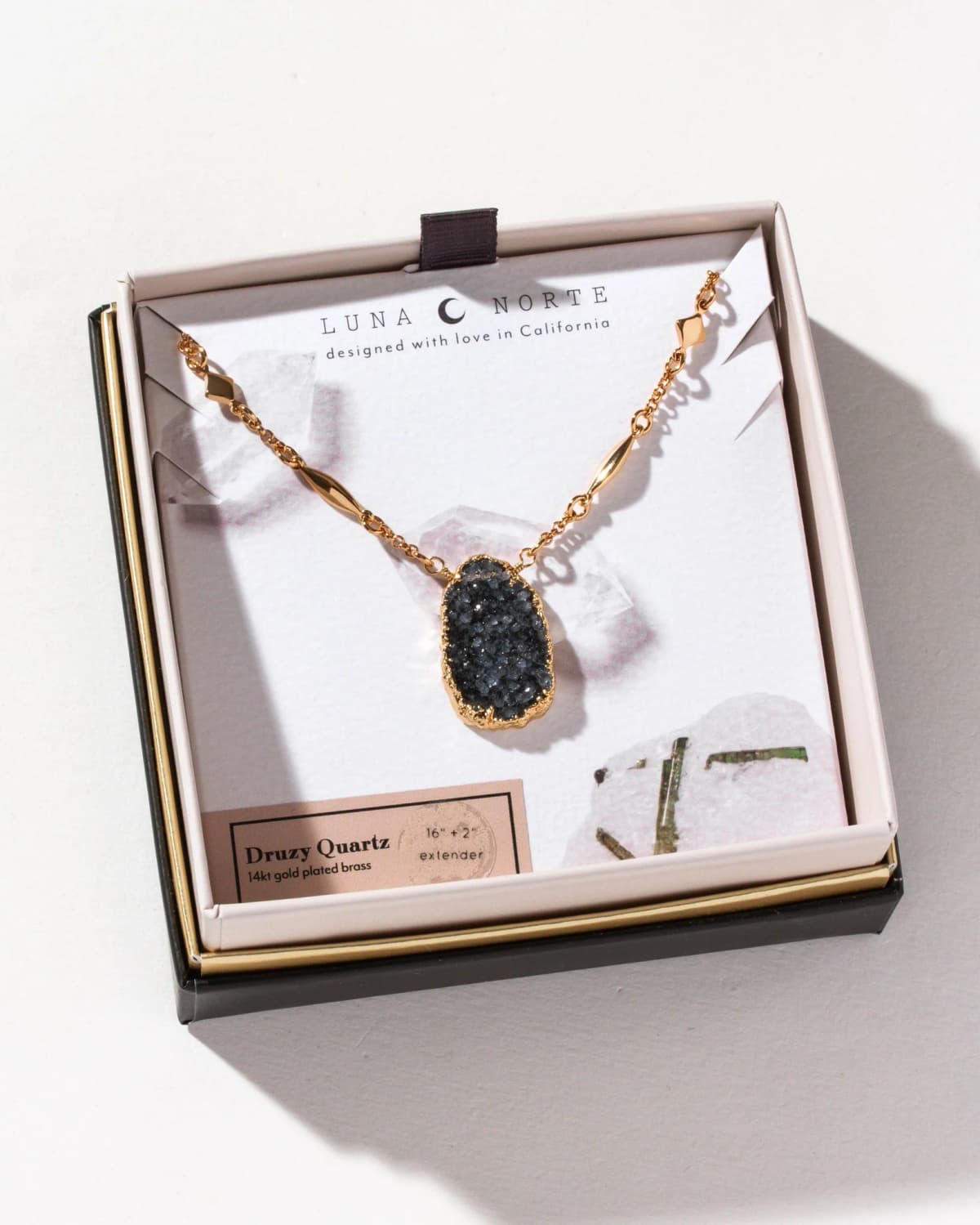 Luna Norte Star, Stone, & Soul Gemstone Necklace - Black Druzy