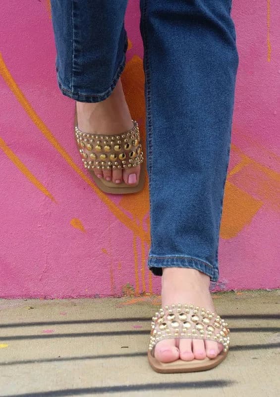 Gia Summer Sandals with Studs Flats In Multiple Colors