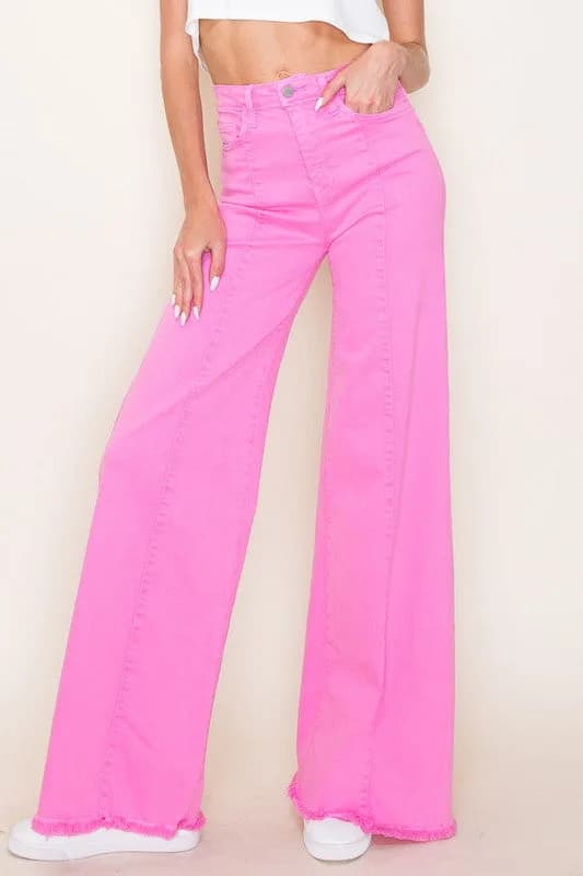 Western Wide Leg Denim Jeans by O2 Denim Multiple Colors