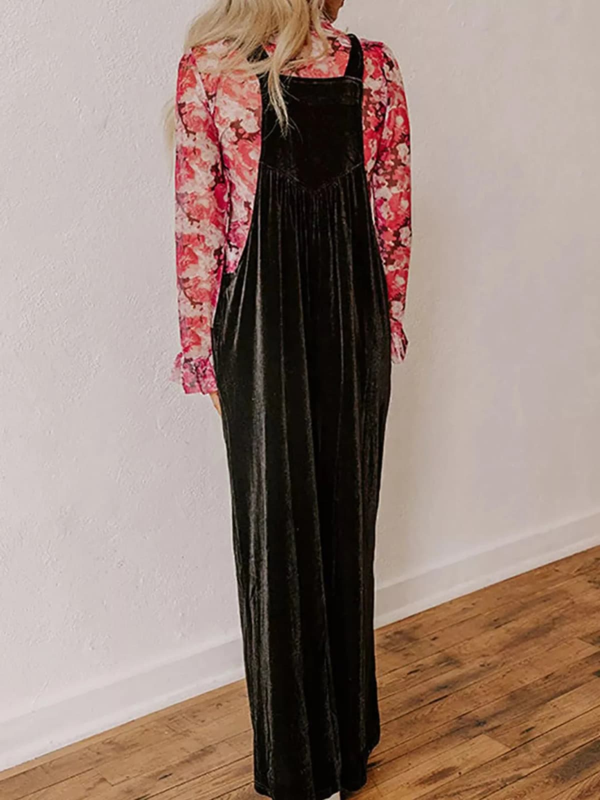 Velvet Wide Leg Overalls