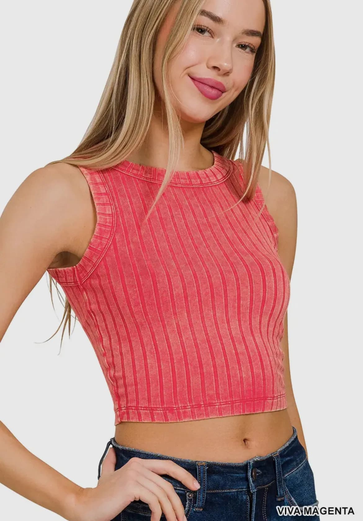 Zenana Ribbed Buttery Soft Tank Crop Top