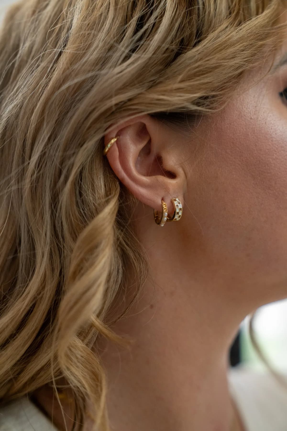 Checkered Hoops Mauve Jewelry Co