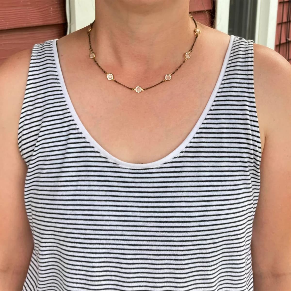 Crystal & Gold Bead Necklace Poor Sparrow
