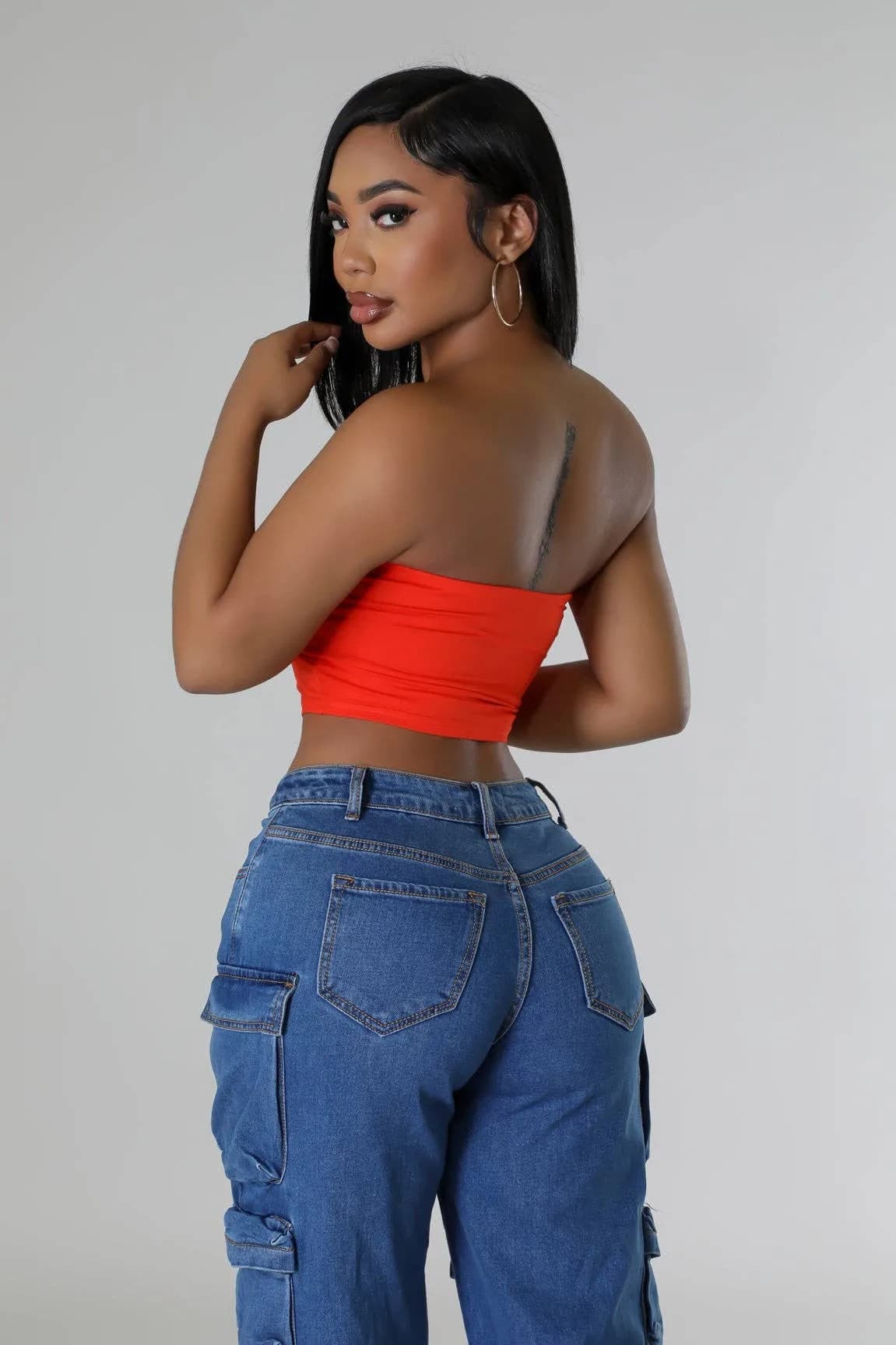 Double Layered Tube Crop Top 5besties inc (Red)