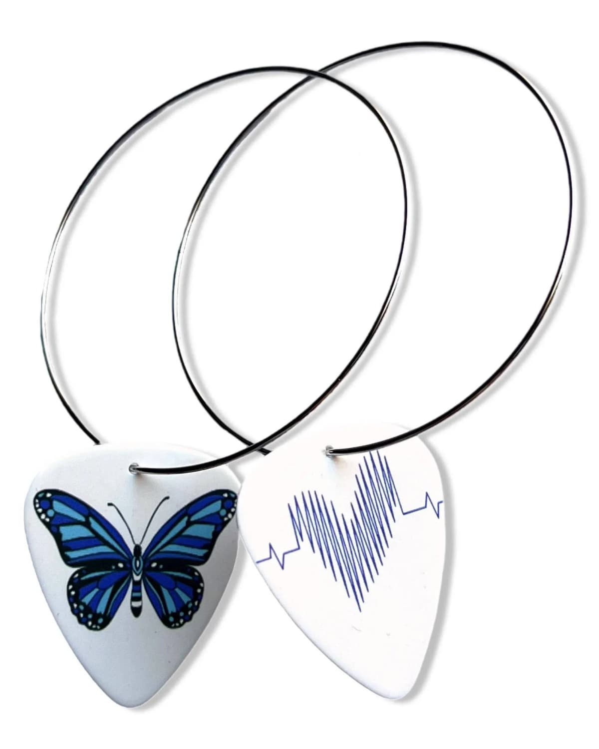 Butterfly Reversible Single Guitar Pick Earrings Stainless Steel
