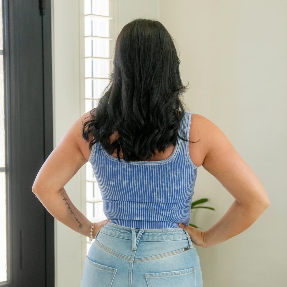 Stone Washed Ribbed Square Neck Tank Crop Top Zenana