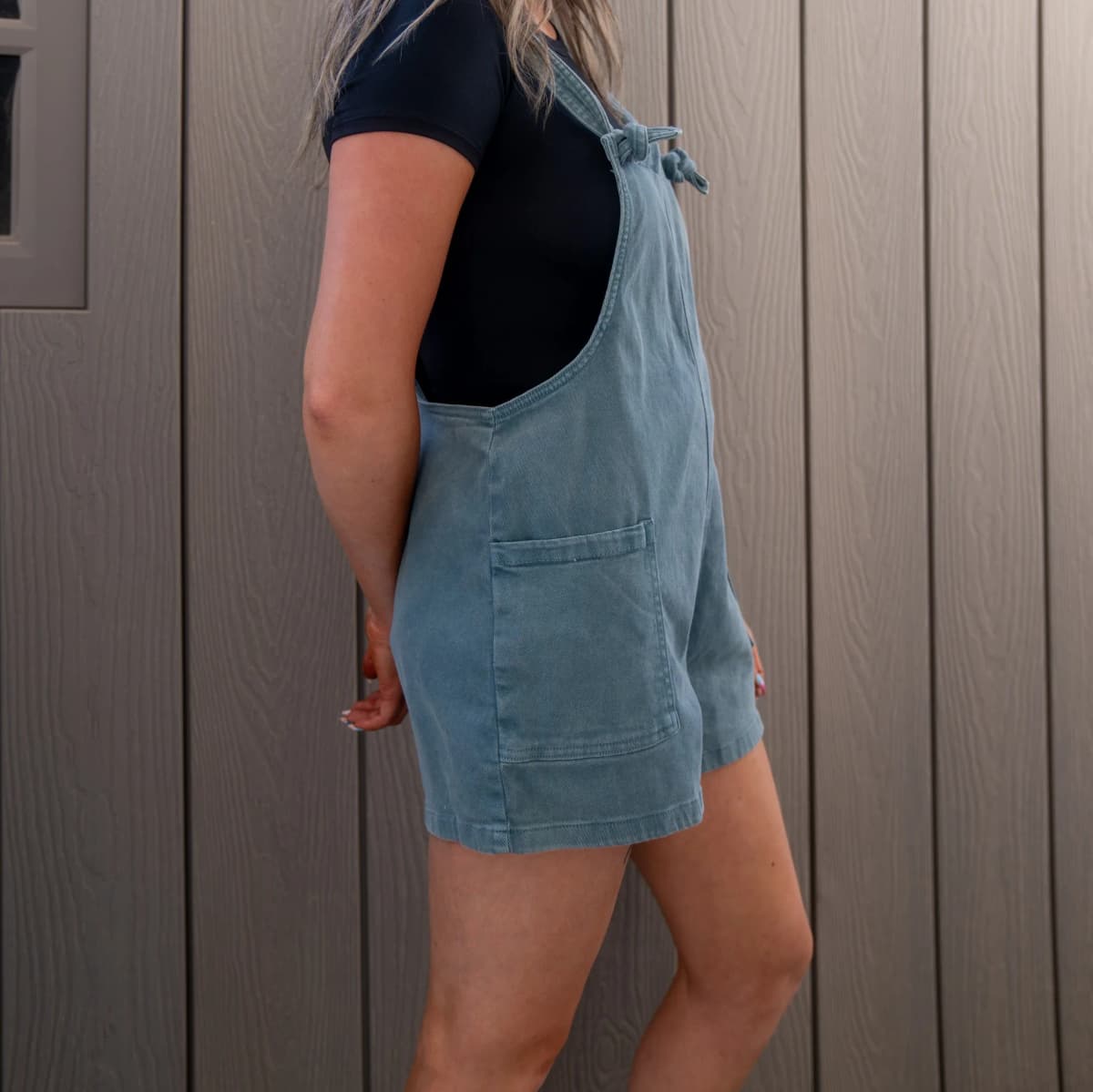 Washed Knot Strap Zenana Romper Zenana (Teal)