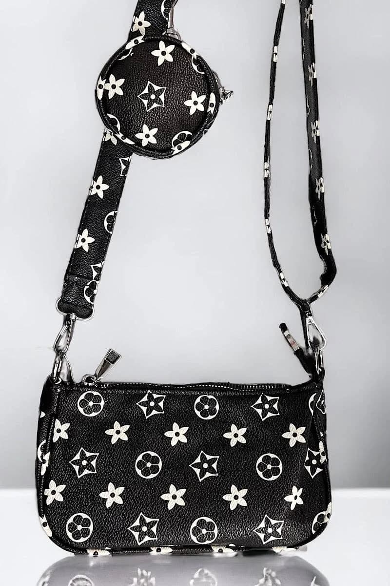 Black Star Printed Crossbody Purse