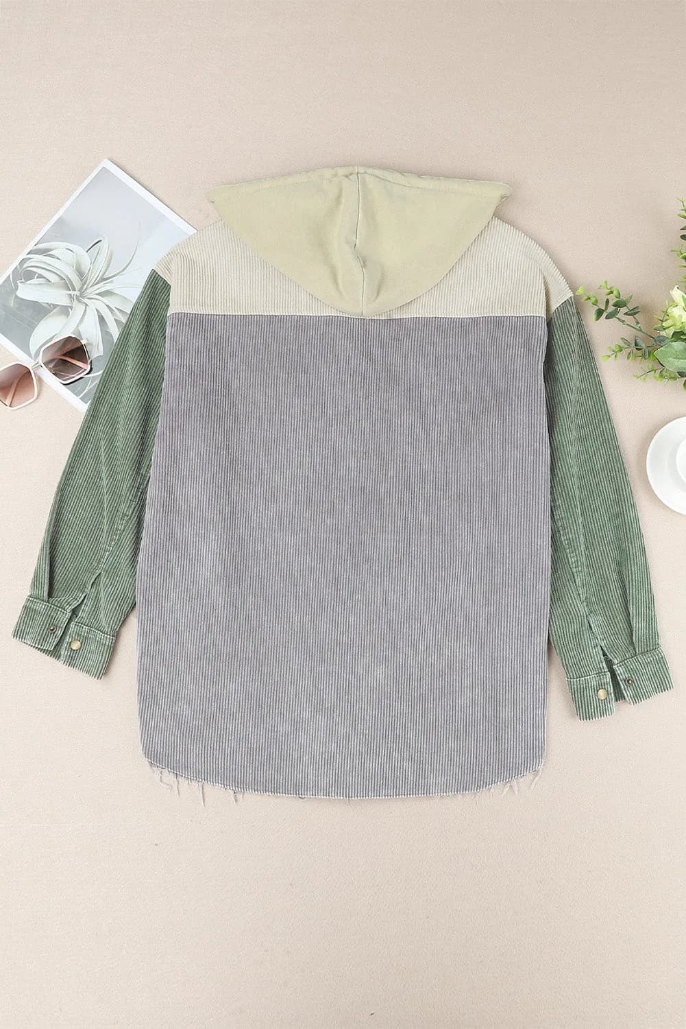 Snap Front Hooded Corduroy Shacket in Multiple Colors