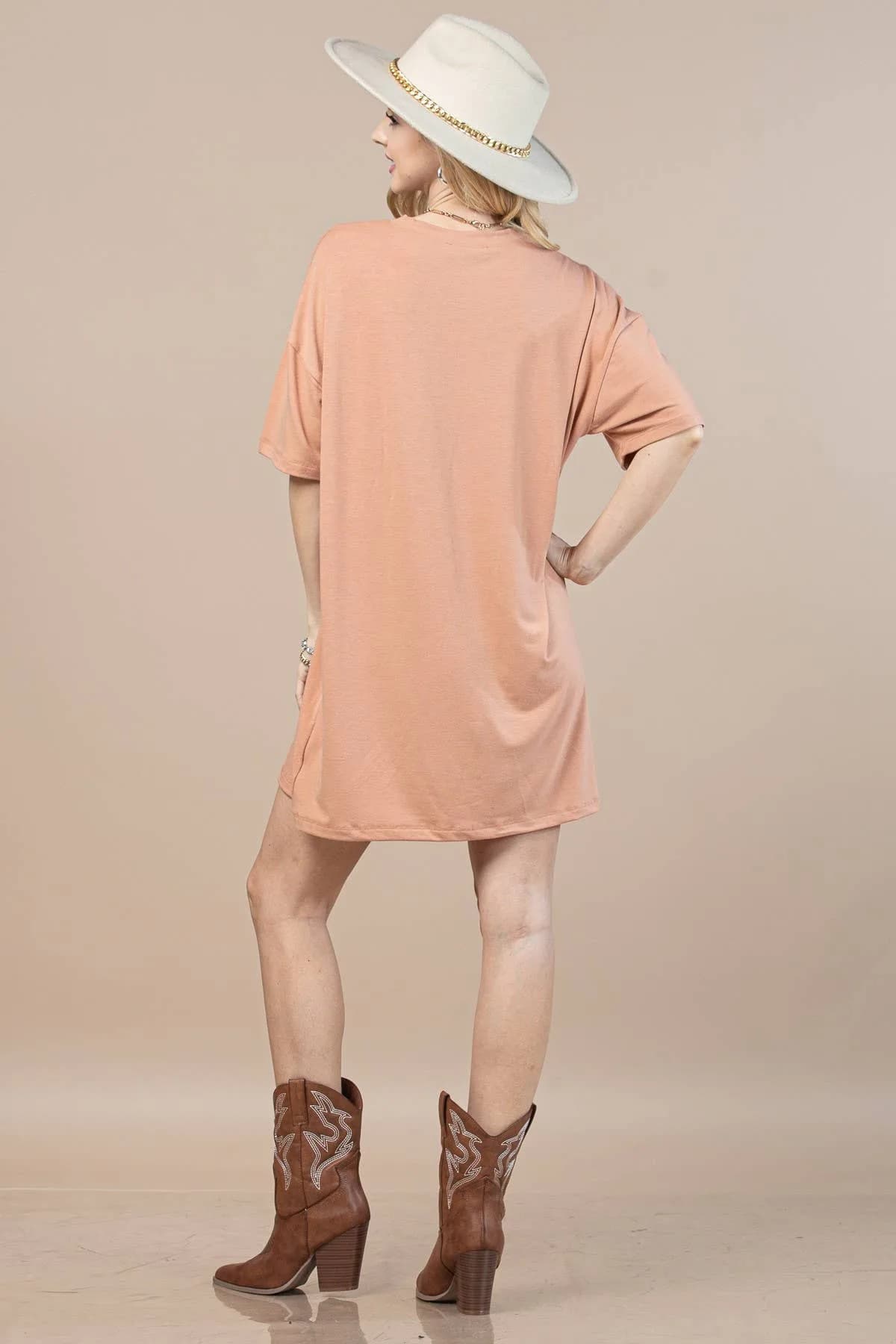 Western Fringe Howdy Honey Lettering T Shirt Dress