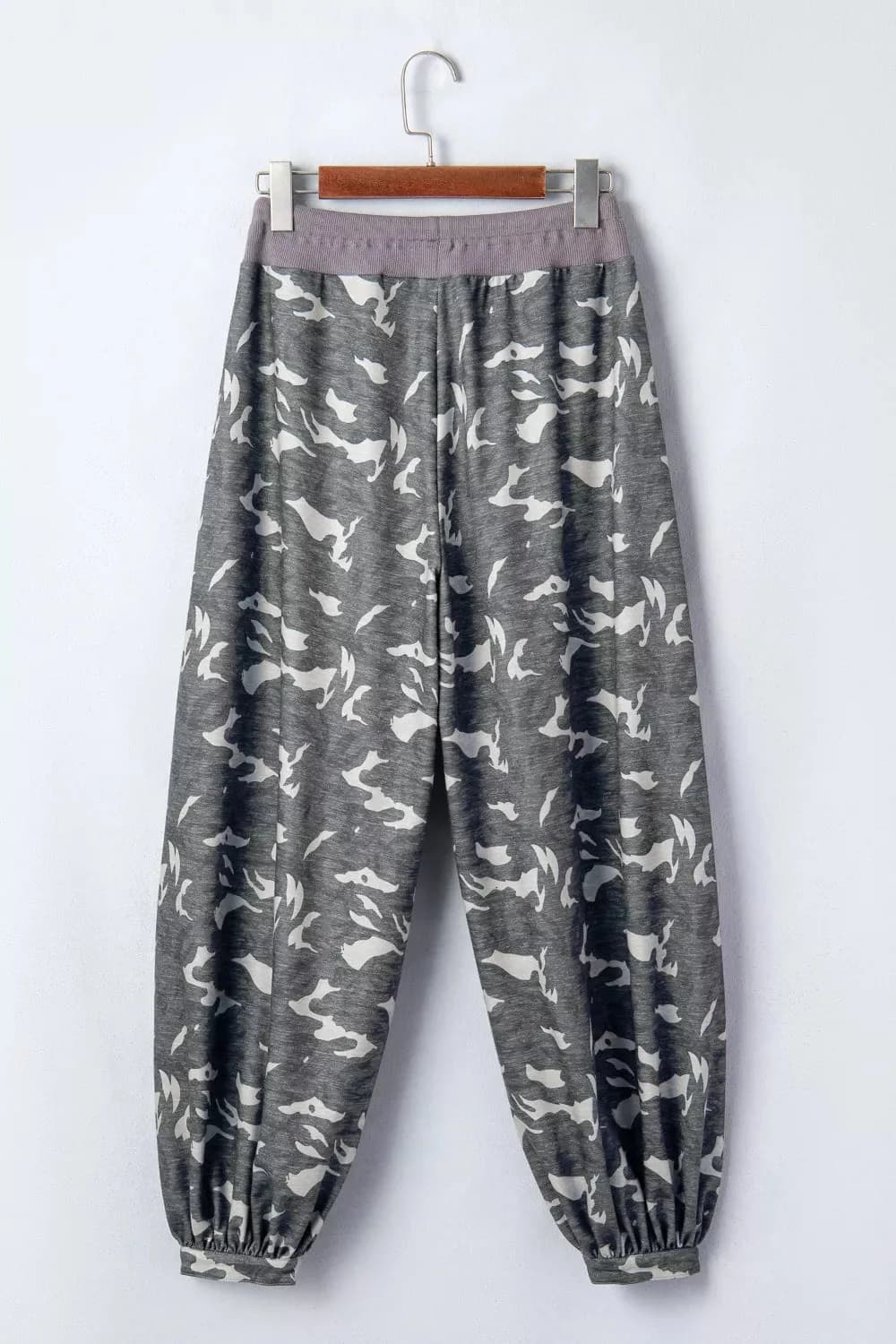 Multicolour Drawstring Contrast Waistband Camouflage Cargo Barrel Pants