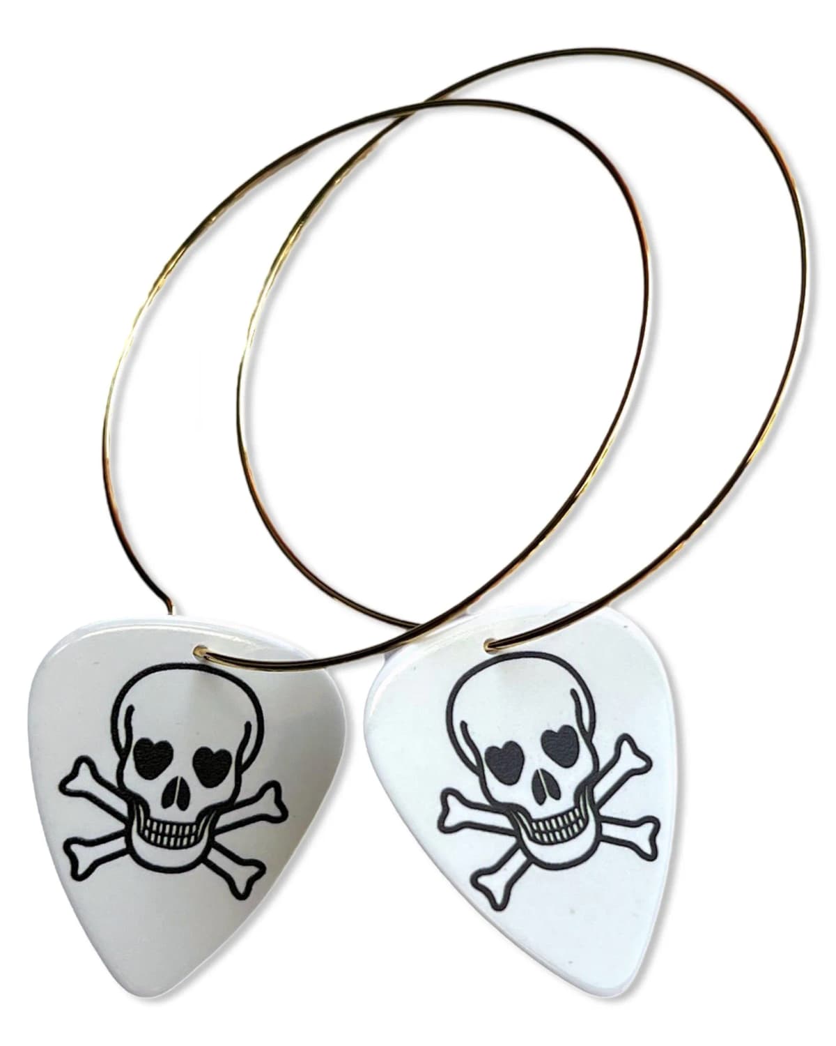 Skull Groupie Love Reversible Single Guitar Pick Earrings