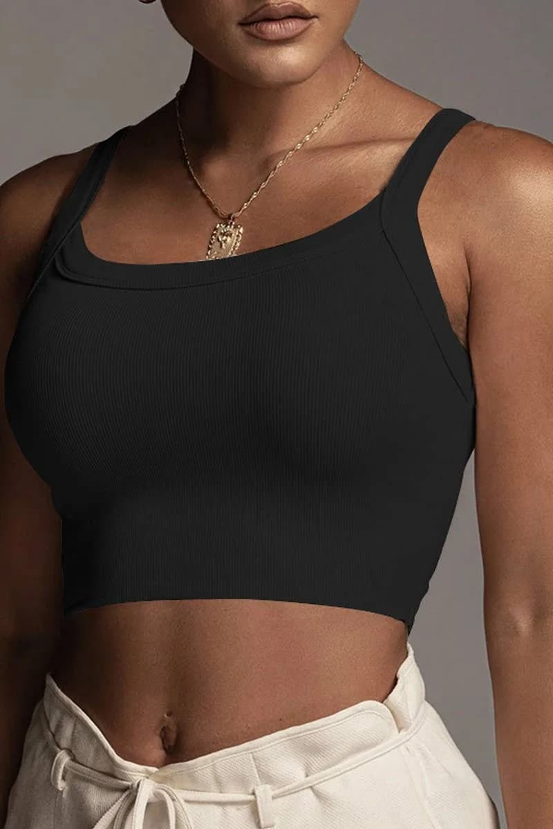Tight Fit Black Kinit Crop Tank Top Lilly clothing (White)