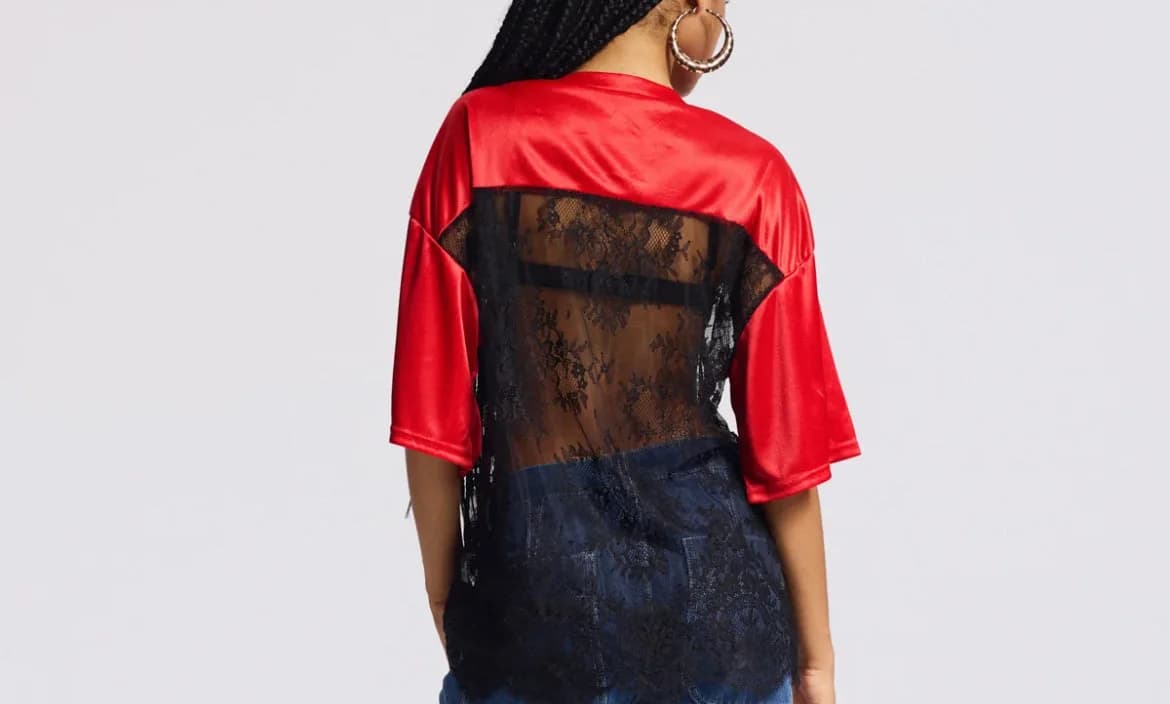 Authentic or California Edge Numbered Lace Sporty Jersey Top