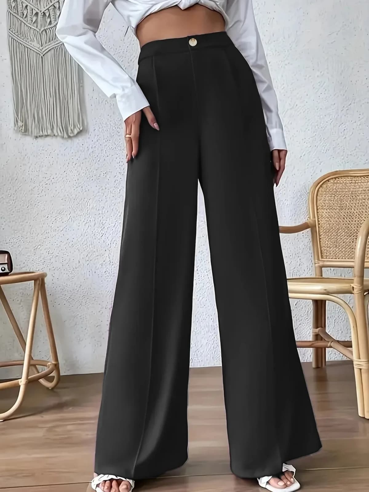 Black High Waist Wide Leg Pants