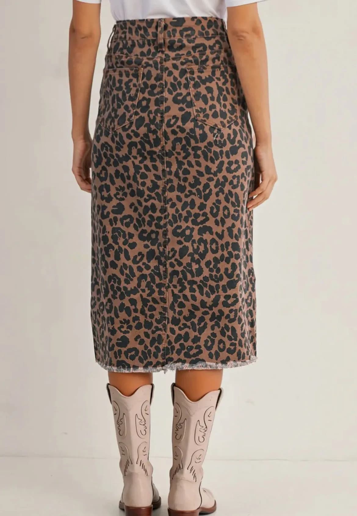 Savanna Split Midi Leopard Skirt