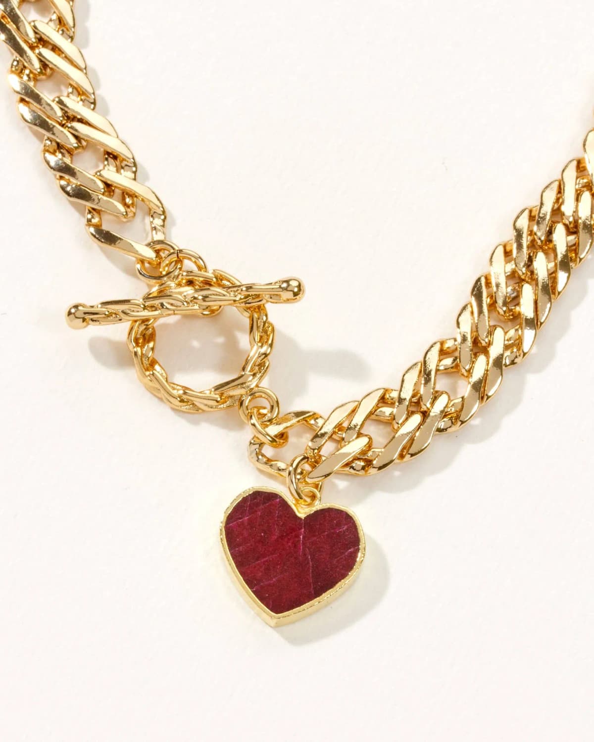 Luna Norte Heart of Gold Toggle Necklace - Ruby