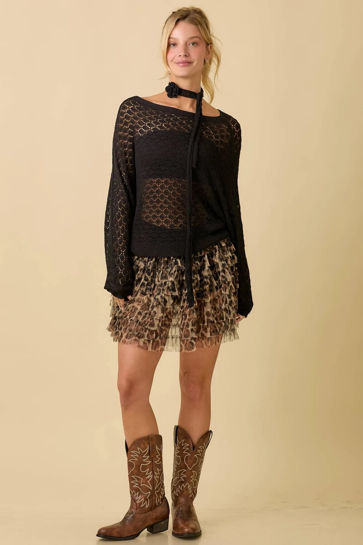 Ruffle Layer Mesh Mini Skort