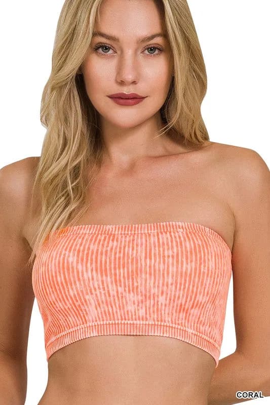 Washed Ribbed Seamless Tube Top Zenana in Multiple Colors
