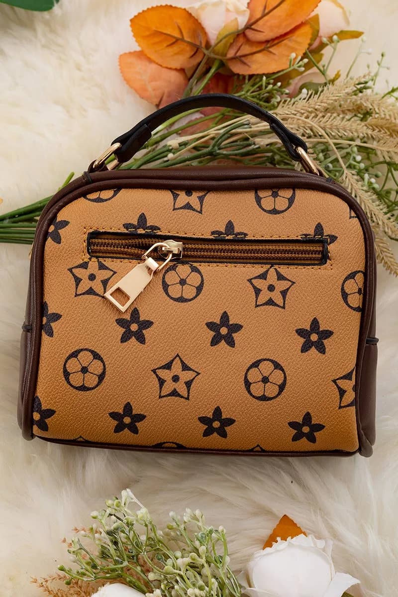 MUSTARD WITH BROWN TRIM SATCHEL WITH POCKET