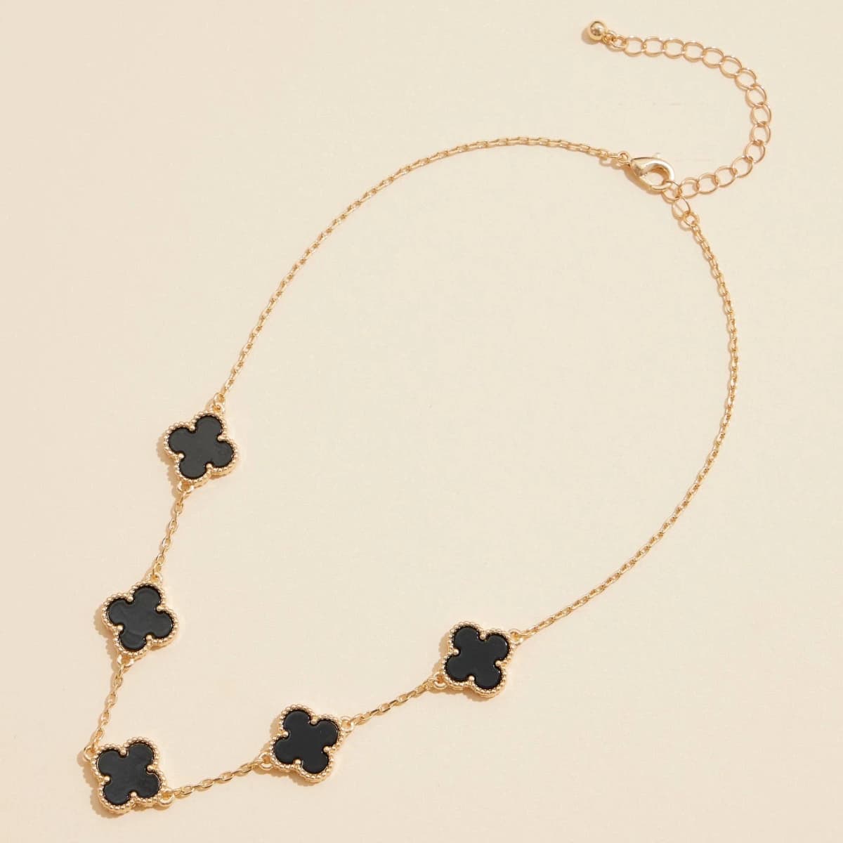 Gold Chain Clover Necklace with Shell Inlay Charms Reversible