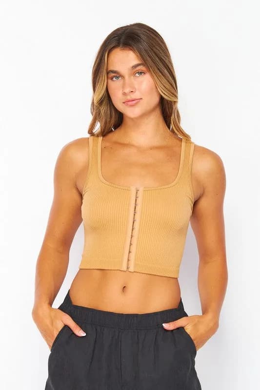 Love Poem Clasp Crop Tank Top in Multiple Colors