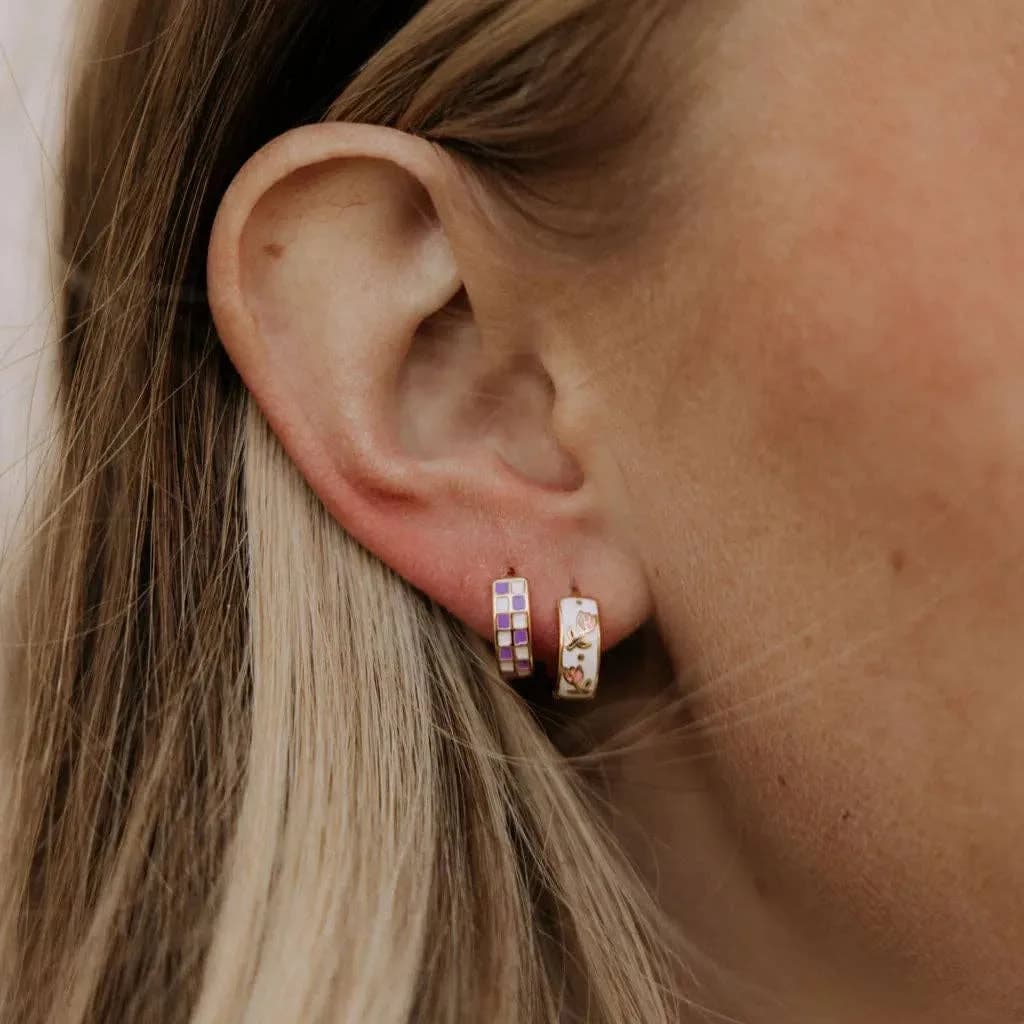 Purple & White Checkered Hoops by Mauve *LIMITED EDITION*