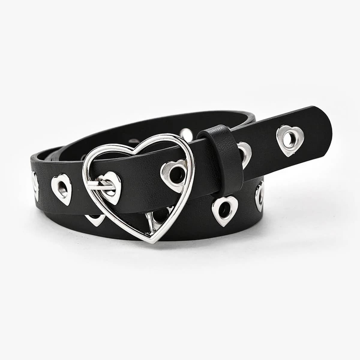 Fashionable Heart Buckle Decorative Belt (Black)