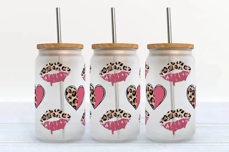 Hearts & Kisses Valentines Day Seasonal 16oz Libbey Glass Tumbler
