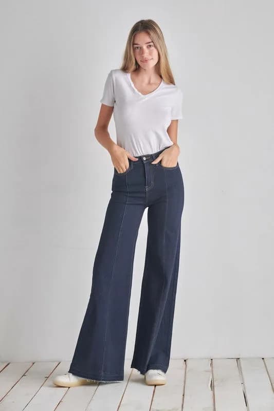 Western Wide Leg Denim Jeans by O2 Denim Multiple Colors