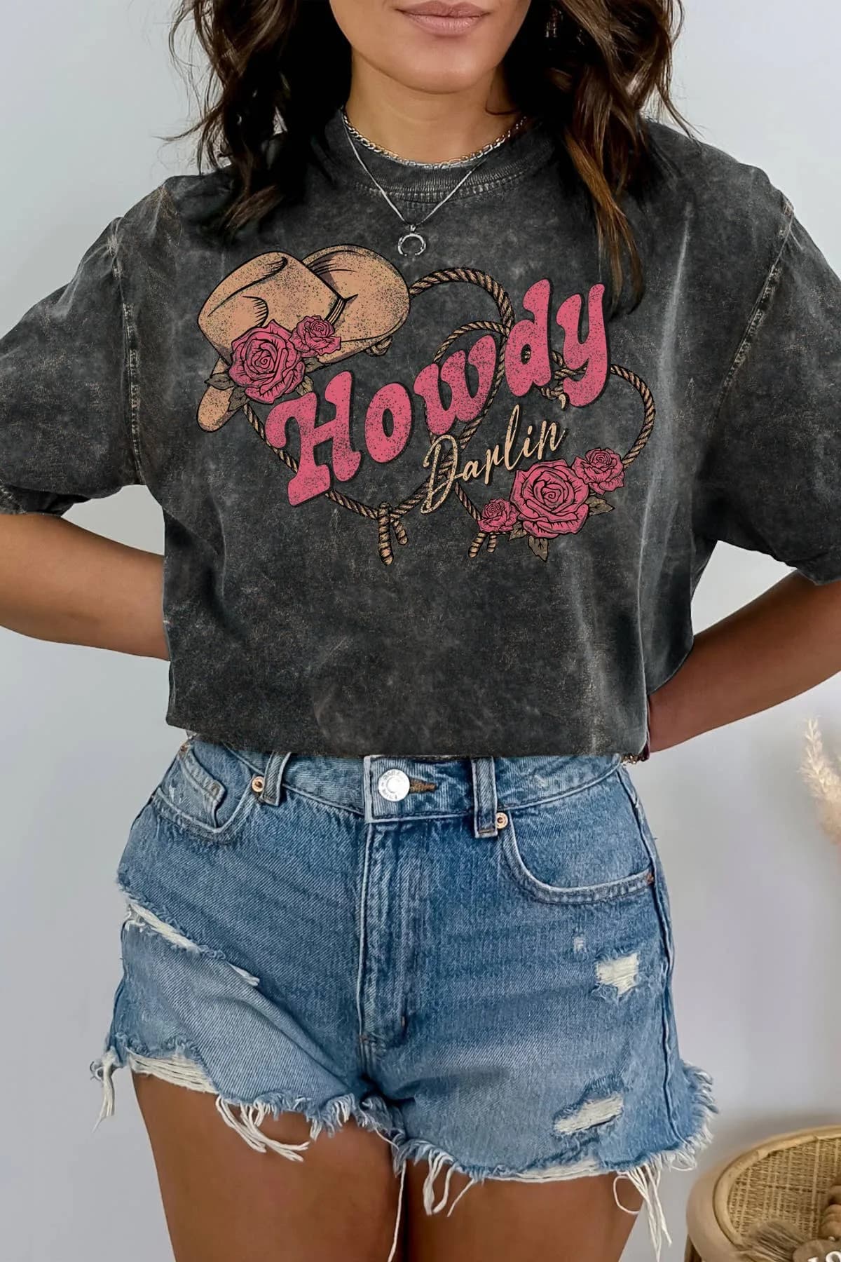 Howdy Darlin Mineral Wash T Shirt BouTeeQue Closet