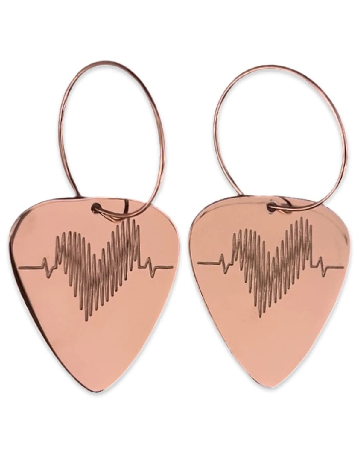 Rose Gold Hoop Earrings Groupie Love Guitar Picks (50mm)