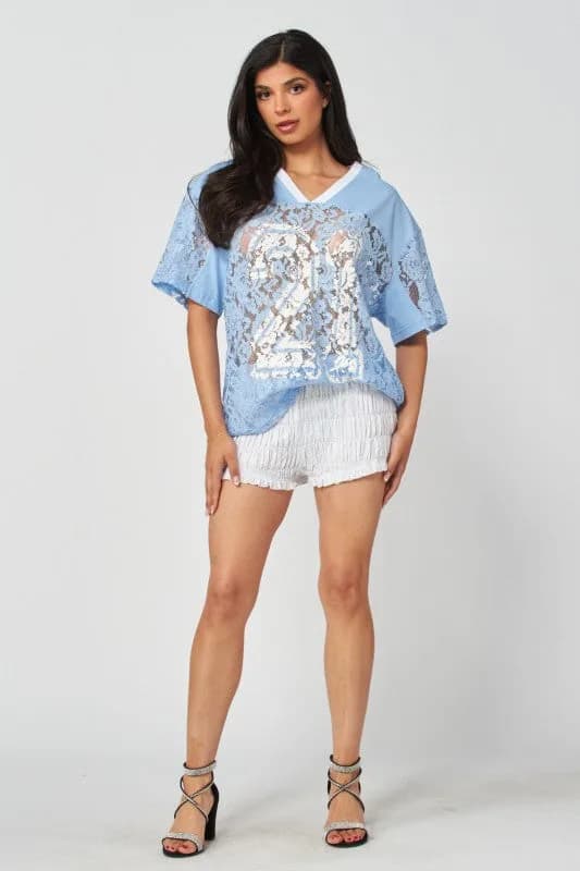 Pastel Lace Number 21 Mesh Jersey