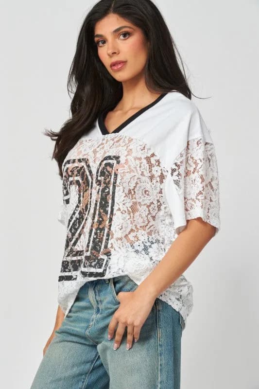 Pastel Lace Number 21 Mesh Jersey